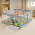 Grondbox - Speelbox - Playpen - Kinderbox - Baby box - Veilige kinderbox met Zachte Vloer - Grijs - Inclusief 50 Speelballen - 120x120cm