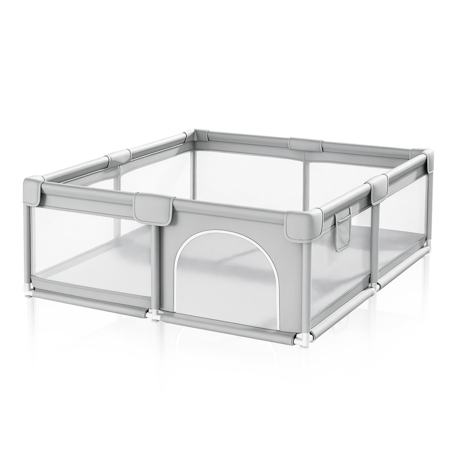 Grondbox - Speelbox - Playpen - Kinderbox - Baby box - Veilige kinderbox met Zachte Vloer - Grijs - Inclusief 50 Speelballen - 120x120cm