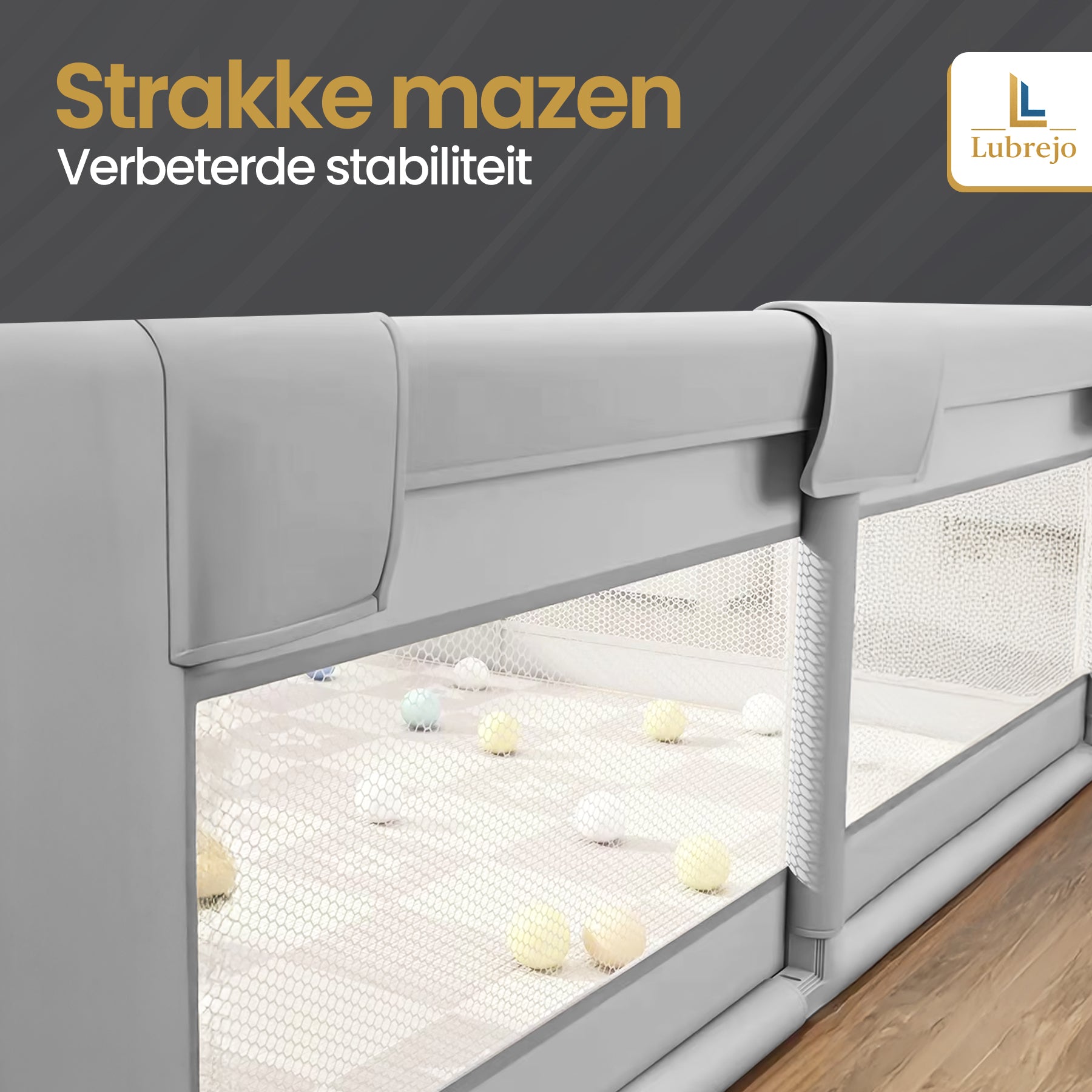 Grondbox - Speelbox - Playpen - Kinderbox - Baby box - Veilige kinderbox met Zachte Vloer - Grijs - Inclusief 50 Speelballen - 120x120cm