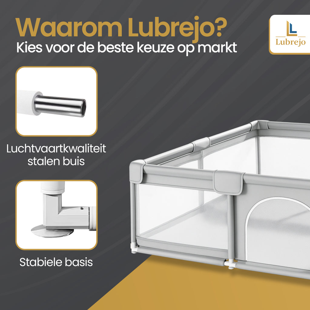 Grondbox - Speelbox - Playpen - Kinderbox - Baby box - Veilige kinderbox met Zachte Vloer - Grijs - Inclusief 50 Speelballen - 120x120cm