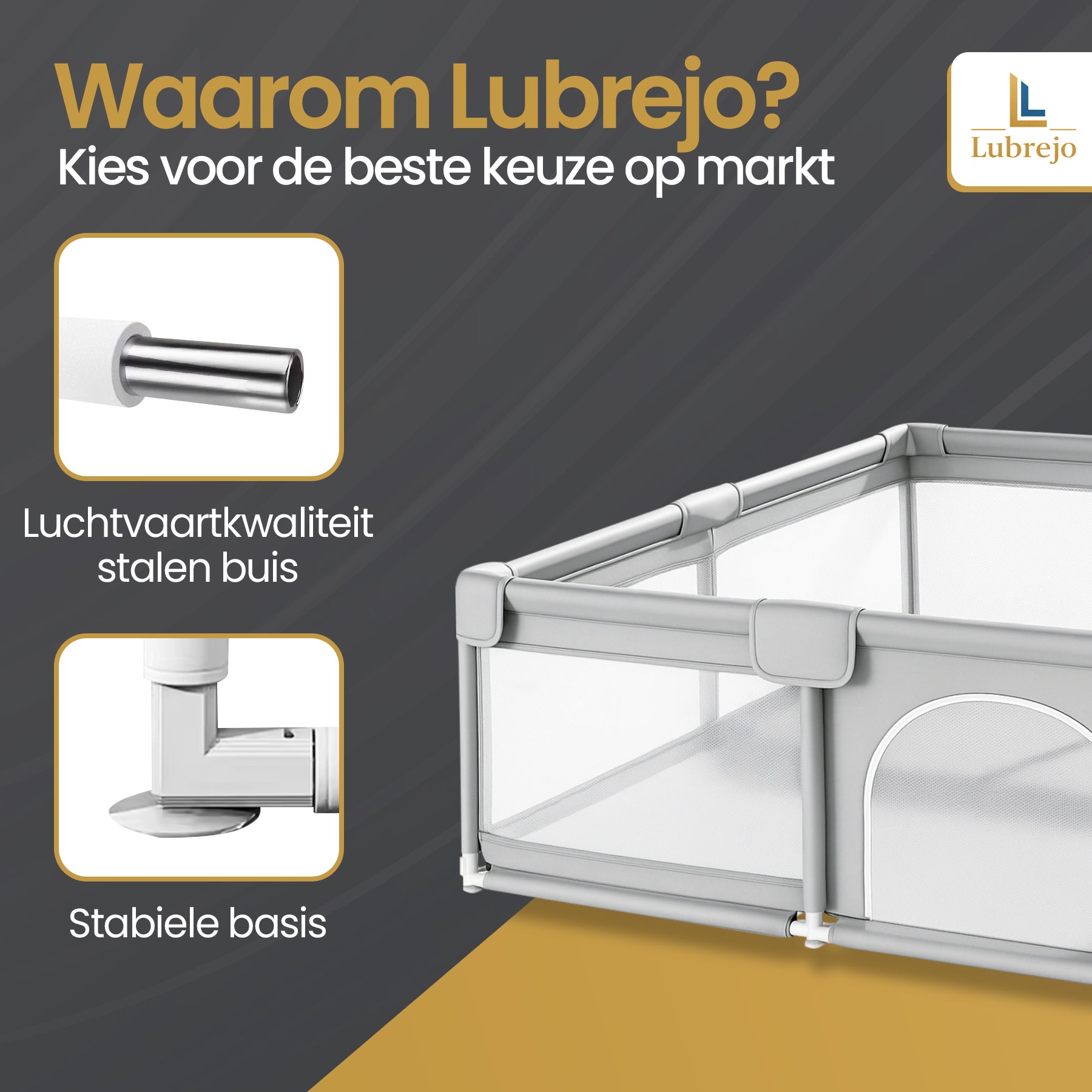 Grondbox - Speelbox - Playpen - Kinderbox - Baby box - Veilige kinderbox met Zachte Vloer - Grijs - Inclusief 50 Speelballen - 120x120cm